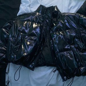 WOMENS PLT SHINY PUFFER CROPPED JACKET